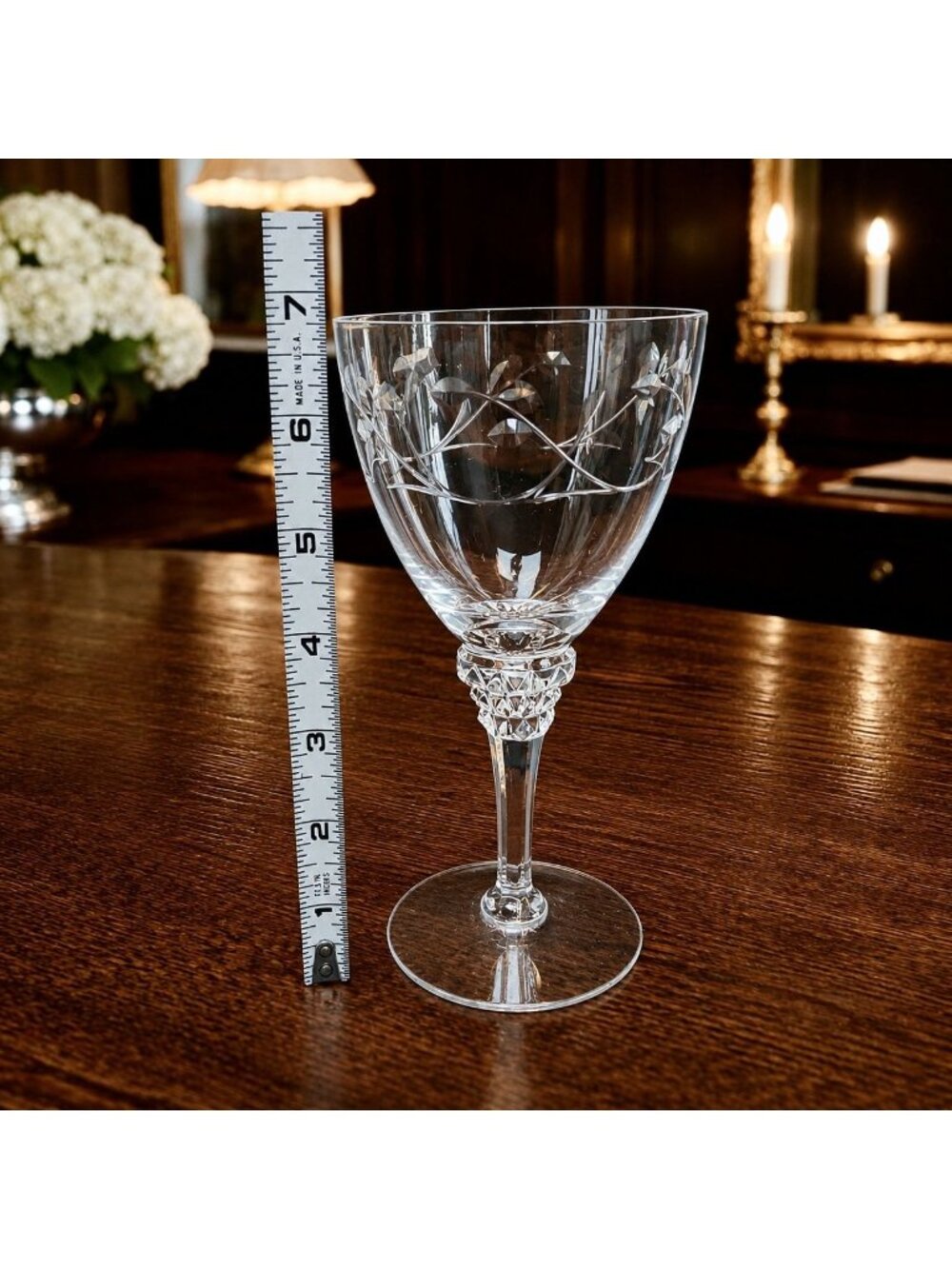 4 Etched Stemware Tiffin Rose Marie Wine Nearly 7 inch Mid Century Stemware | El - Picture 8 of 8